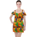 Retro colors puzzle pieces                                                                       Ruffle Cut Out Chiffon Playsuit