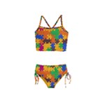 Retro colors puzzle pieces                                                                        Girls  Tankini Swimsuit