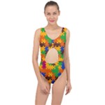 Retro colors puzzle pieces                                                                       Center Cut Out Swimsuit