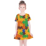 Retro colors puzzle pieces                                                                       Kids  Simple Cotton Dress