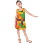 Retro colors puzzle pieces                                                                       Kid s Sleeveless Dress