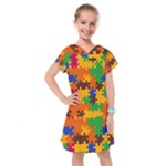 Retro colors puzzle pieces                                                                         Kids  Drop Waist Dress