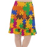 Retro colors puzzle pieces                                                                           Fishtail Chiffon Skirt