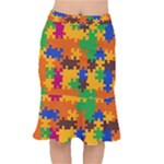 Retro colors puzzle pieces                                                                            Short Mermaid Skirt