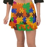 Retro colors puzzle pieces                                                                        Fishtail Mini Chiffon Skirt