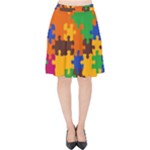 Retro colors puzzle pieces                                                                       Velvet High Waist Skirt