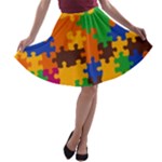 Retro colors puzzle pieces                                                                        A-line Skirt