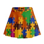 Retro colors puzzle pieces                                                                          Mini Flare Skirt