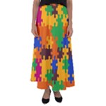 Retro colors puzzle pieces                                                                      Flared Maxi Skirt