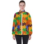 Retro colors puzzle pieces                                                                        High Neck Windbreaker (Women)