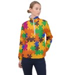 Retro colors puzzle pieces                                                                        Women Half Zip Windbreaker