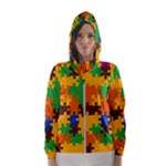 Retro colors puzzle pieces                                                                        Hooded Wind Breaker (Women)