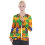 Retro colors puzzle pieces                                                                      Casual Zip Up Jacket