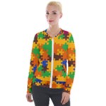 Retro colors puzzle pieces                                                                        Velour Zip Up Jacket