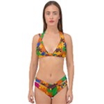 Retro colors puzzle pieces                                                                        Double Strap Halter Bikini Set