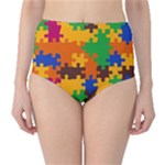 Retro colors puzzle pieces                                                                        High-Waist Bikini Bottoms