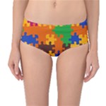 Retro colors puzzle pieces                                                                        Mid-Waist Bikini Bottoms