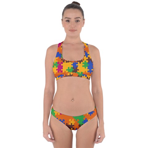 Retro colors puzzle pieces                                                                       Cross Back Hipster Bikini Set from ArtsNow.com