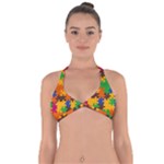 Retro colors puzzle pieces                                                                       Halter Neck Bikini Top