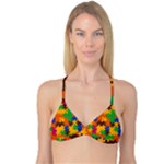 Retro colors puzzle pieces                                                                        Reversible Tri Bikini Top