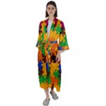 Retro colors puzzle pieces                                                                   Maxi Satin Kimono