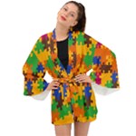 Retro colors puzzle pieces                                                                     Long Sleeve Kimono