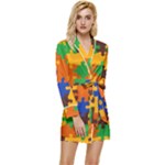 Retro colors puzzle pieces                                               Long Sleeve Satin Robe