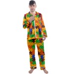 Retro colors puzzle pieces                                                                        Men s Satin Pajamas Long Pants Set