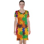 Retro colors puzzle pieces                                                                        Short Sleeve Nightdress