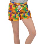 Retro colors puzzle pieces                                                                     Women s Velour Lounge Shorts