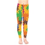 Retro colors puzzle pieces                                                                     Kids  Leggings