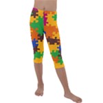 Retro colors puzzle pieces                                                                     Kids  Lightweight Velour Capri Leggings