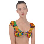 Retro colors puzzle pieces                                                                      Cap Sleeve Ring Bikini Top