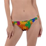 Retro colors puzzle pieces                                                                        Ring Detail Bikini Bottom