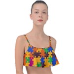 Retro colors puzzle pieces                                                                       Frill Bikini Top