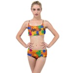 Retro colors puzzle pieces                                                                      Layered Top Bikini Set