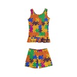 Retro colors puzzle pieces                                                                       Kid s Boyleg Swimsuit