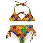 Retro colors puzzle pieces                                                                       Kids  Classic Bikini Set