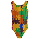 Retro colors puzzle pieces                                                                       Kids  Cut-Out Back One Piece Swimsuit