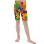 Retro colors puzzle pieces                                                                      Kids  Mid Length Swim Shorts