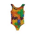 Retro colors puzzle pieces                                                                       Kids  Frill Swimsuit