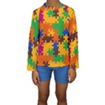 Retro colors puzzle pieces                                                                         Kid s Long Sleeve Swimwear