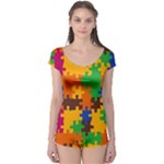 Retro colors puzzle pieces                                                                        Boyleg Leotard (Ladies)