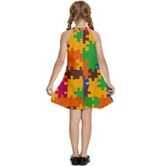 Kids  Halter Collar Waist Tie Chiffon Dress 