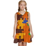 Retro colors puzzle pieces                                                              Kids  Sleeveless Tiered Mini Dress