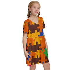 Kids  Short Sleeve Tiered Mini Dress 