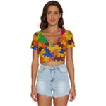 Retro colors puzzle pieces                                                               V-Neck Crop Top