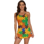 Retro colors puzzle pieces                                                               2-in-1 Flare Activity Dress