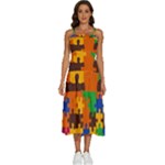 Retro colors puzzle pieces                                                              Sleeveless Shoulder Straps Boho Dress