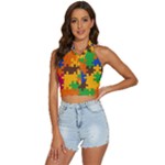 Retro colors puzzle pieces                                                             Backless Halter Cami Shirt